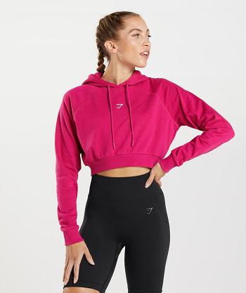 Gymshark Training Cropped Ženske Majica S Kapuljačom Roze | HR 3571CTV